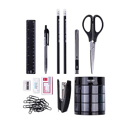 Набор канцелярский Deli E38253 пластиковый 12 предметов черный