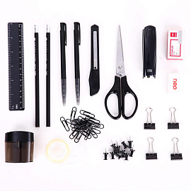 Набор канцелярский Deli E38251A пластиковый 17 предметов черный вращающийся