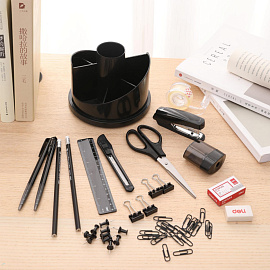 Набор канцелярский Deli E38251A пластиковый 17 предметов черный вращающийся