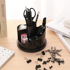 Набор канцелярский Deli E38251A пластиковый 17 предметов черный вращающийся