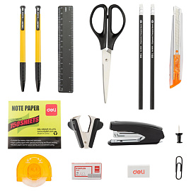 Набор канцелярский Deli E38252A пластиковый 17 предметов черный