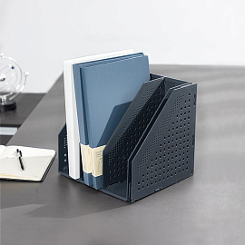 Лоток вертикальный для бумаг Deli 332 мм пластиковый темно-серый 4 отделения