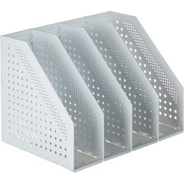 Лоток вертикальный для бумаг Deli 332 мм пластиковый серый 4 отделения