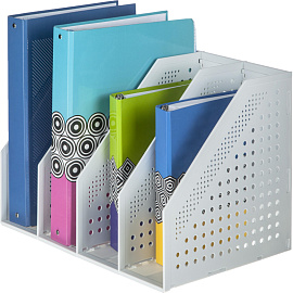 Лоток вертикальный для бумаг Deli 332 мм пластиковый серый 4 отделения