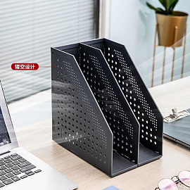 Лоток вертикальный для бумаг 168 мм Deli пластиковый темно-серый 2 отделения