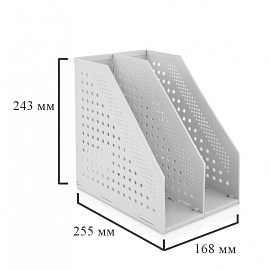 Лоток вертикальный для бумаг 168 мм Deli пластиковый серый 2 отделения