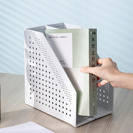 Лоток вертикальный для бумаг 168 мм Deli пластиковый серый 2 отделения