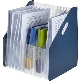 Лоток вертикальный для бумаг 200 мм Deli пластиковый темно-синий 13 отделений