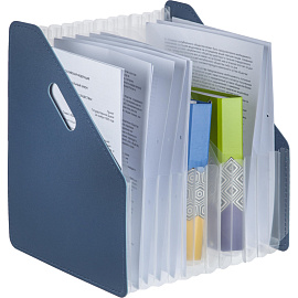 Лоток вертикальный для бумаг 200 мм Deli пластиковый темно-синий 13 отделений