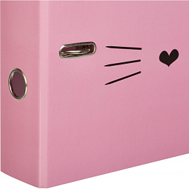 Папка-регистратор №1 School Kitty А4 75 мм розовая ламинированная бумага