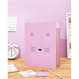 Папка-регистратор №1 School Kitty А4 75 мм розовая ламинированная бумага