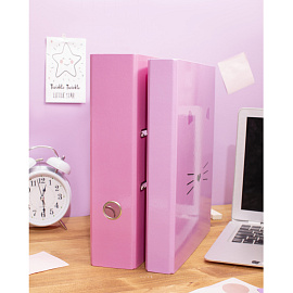 Папка-регистратор №1 School Kitty А4 75 мм розовая ламинированная бумага