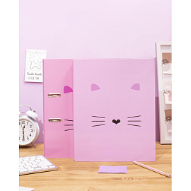 Папка-регистратор №1 School Kitty А4 75 мм розовая ламинированная бумага