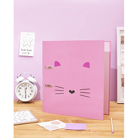 Папка на 2-х кольцах №1 School Kitty 35 мм розовая до 220 листов