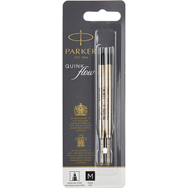 Стержень шариковый Parker Quink Flow черный 98 мм (толщина линии 0.8 мм, 2 штуки в упаковке, артикул производителя 1950372)