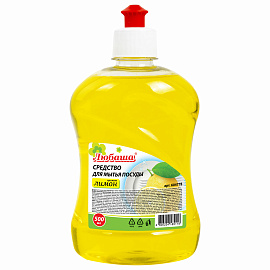 Средство для мытья посуды 500 мл, ЛЮБАША "Лимон", пуш-пул, 604778