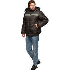 Куртка рабочая зимняя (куртка-бомбер) мужская с СОП черная из ткани дюспо (размер 44-46, рост 170-176)