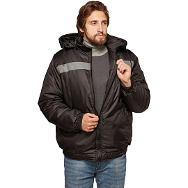 Куртка рабочая зимняя (куртка-бомбер) мужская с СОП черная из ткани дюспо (размер 44-46, рост 170-176)