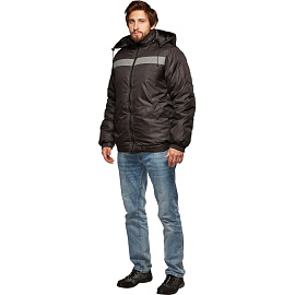 Куртка рабочая зимняя (куртка-бомбер) мужская с СОП черная из ткани дюспо (размер 60-62, рост 170-176)