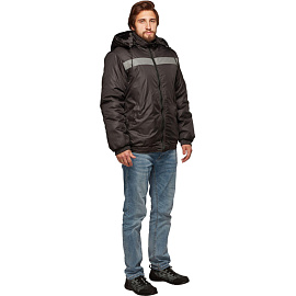 Куртка рабочая зимняя (куртка-бомбер) мужская с СОП черная из ткани дюспо (размер 56-58, рост 182-188)