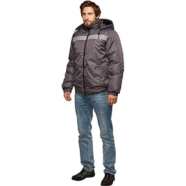 Куртка рабочая зимняя (куртка-бомбер) мужская с СОП серая из ткани дюспо (размер 44-46, рост 170-176)