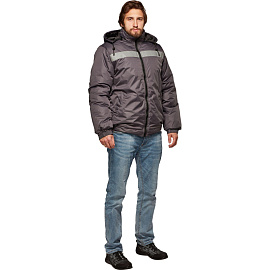 Куртка рабочая зимняя (куртка-бомбер) мужская с СОП серая из ткани дюспо (размер 48-50, рост 182-188)