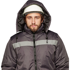 Куртка рабочая зимняя (куртка-бомбер) мужская с СОП серая из ткани дюспо (размер 48-50, рост 182-188)