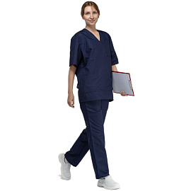 Костюм хирургический м05-КБР с коротким рукавом синий (размер 88-92 (44-46), рост 182-188)