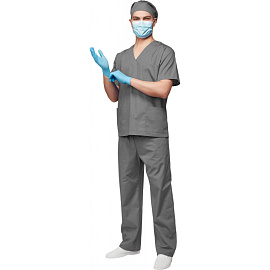 Костюм хирургический м05-КБР с коротким рукавом серый (размер 60-62, рост 170-176) фото Костюм хирургический м05-КБР с коротким рукавом серый (размер 60-62, рост 170-176)