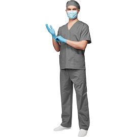 Костюм хирургический м05-КБР с коротким рукавом серый (размер 60-62, рост 170-176) фото Костюм хирургический м05-КБР с коротким рукавом серый (размер 60-62, рост 170-176)