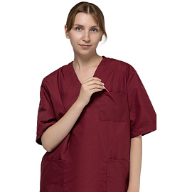 Костюм хирургический м05-КБР с коротким рукавом бордовый (размер 60-62, рост 170-176)