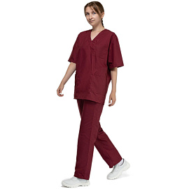 Костюм хирургический м05-КБР с коротким рукавом бордовый (размер 60-62, рост 170-176)