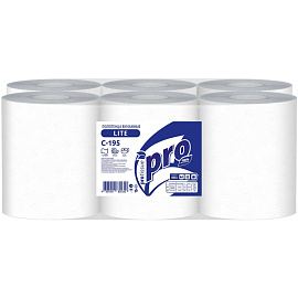 Полотенца бумажные рулонные с центральной вытяжкой PROtissue M2 1-слойные белые 6 рулонов по 275 метров (C195)