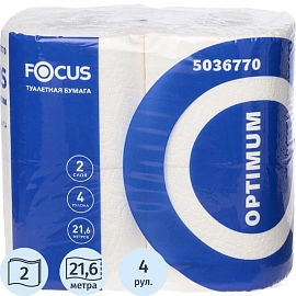 Бумага туалетная Focus Optimum 2-слойная белая (4 рулона в упаковке, 50202215)