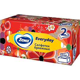 Салфетки косметические Zewa Everyday 2-слойные (250 штук в упаковке)