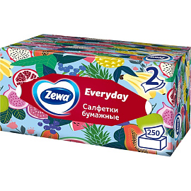 Салфетки косметические Zewa Everyday 2-слойные (250 штук в упаковке)