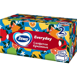 Салфетки косметические Zewa Everyday 2-слойные (250 штук в упаковке)