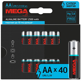 Батарейка АА пальчиковая ProMega jet (40 штук в упаковке)