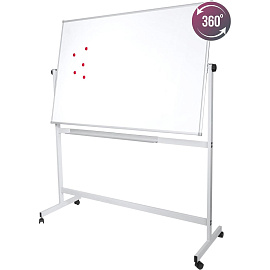 Доска магнитно-маркерная Attache Twist 100x120 см односекционная с лаковым покрытием (на колёсиках, поворотная, полочка для маркеров)