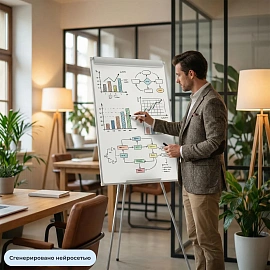 Флипчарт магнитно-маркерный 70х100 см на треноге Attache (142356)