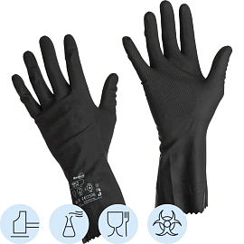 Перчатки КЩС латексные Manipula Specialist КЩС-2 чёрные (размер 9-9.5 L, CG-943)