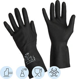 Перчатки КЩС латексные Manipula Specialist КЩС-1 L-U-03 чёрные (размер 8, M, CG-942)