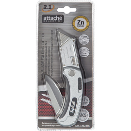 Нож универсальный трапециевидный Attache Selection 2 в 1 складной (ширина лезвия 19 мм)