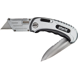 Нож универсальный трапециевидный Attache Selection 2 в 1 складной (ширина лезвия 19 мм)