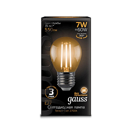 Лампа светодиодная Gauss Filament P 7Вт E27 2700К 550Лм 105802107