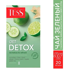 Чай зеленый Tess Get Detox 20 пакетиков (лайм, огурец, растительные компоненты)
