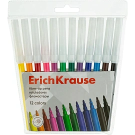 Фломастеры Erich Krause Basic 12 цветов с вентилируемыми колпачками смываемые