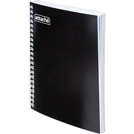 Бизнес-тетрадь Attache А5 80 листов черный в клетку на спирали (140х195 мм)