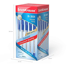 Ручка шариковая неавтоматическая Erich Krause R-301 Classic Stick&Grip синяя (толщина линии 0.5 мм, 39527) фото Ручка шариковая неавтоматическая Erich Krause R-301 Classic Stick&Grip синяя (толщина линии 0.5 мм, 39527)