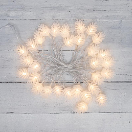 Гирлянда светодиодная Шишки линия теплый белый свет 30 светодиодов (5 м)